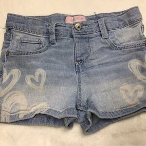 Squeeze Light Blue Adjustable Jean Shorts with Heart Design